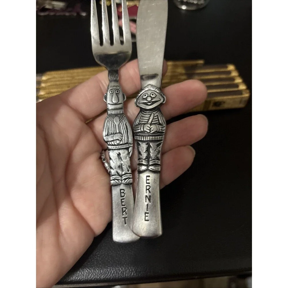 SESAME STREET 2 Pc Childs Set Gorham Stainless Japan Flatware Muppets